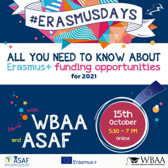 WBAA događaj pod nazivom “All you need to know about Erasmus+ funding opportunities in 2021”